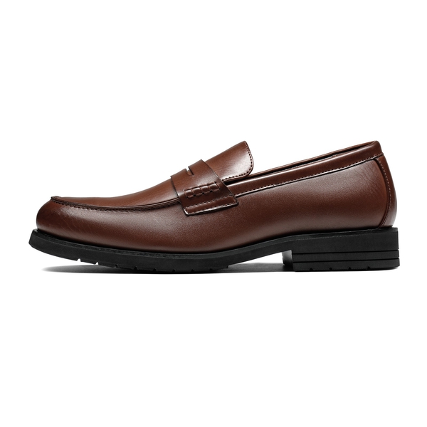 Men's Smooth PU Leather Penny Loafers - DARK BROWN - 2